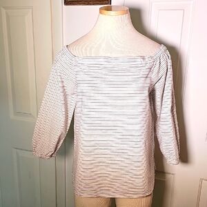 Madewell Navy and White Striped Top. Off The Shoulders. Size Meduim. 100% Cotton